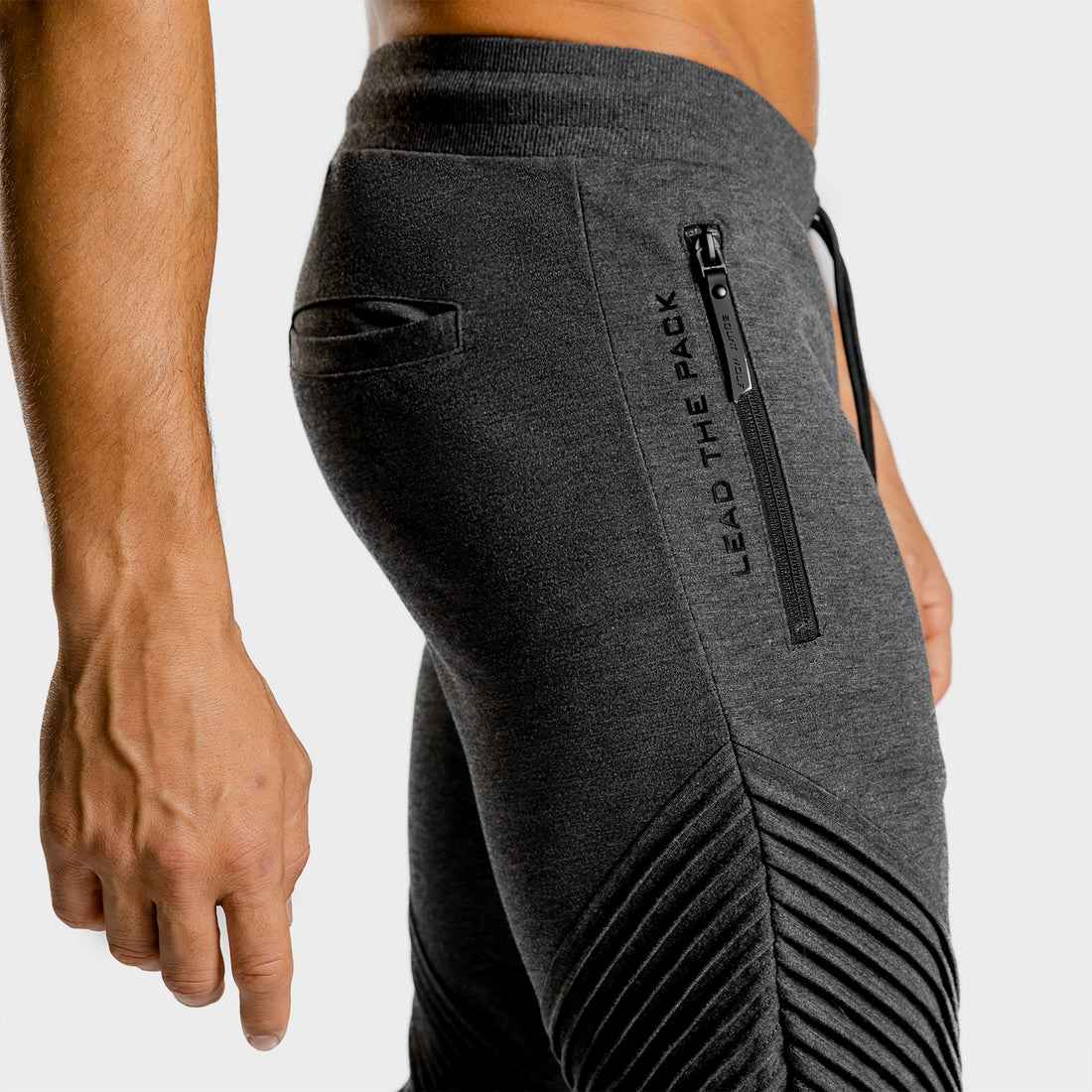 STATEMENT RIBBED JOGGERS- MELANGE GREY